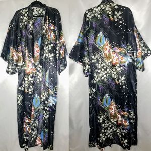 日本 Nihon Satin Japanese Yukata Kimono Night Robe